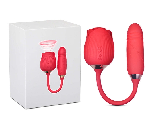 Silicone Clitoral Sucking Rose with Thrusting Vibrator Egg - Image 9