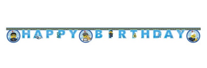 LEGO CITY HAPPY BIRTHDAY PAPER DIE-CUT BANNER 1CT 