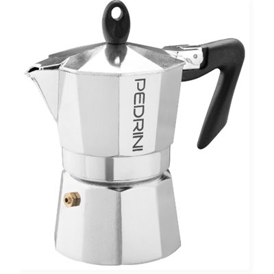 Coffee Maker Polished Aluminium 3 Cups - Black