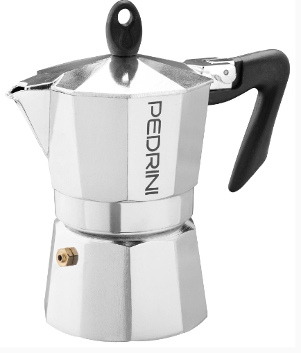Coffee Maker Polished Aluminium 3 Cups - Black