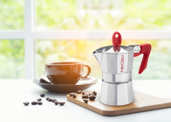 Coffee Maker Polished Aluminium 9 Cups - Red - Image 4