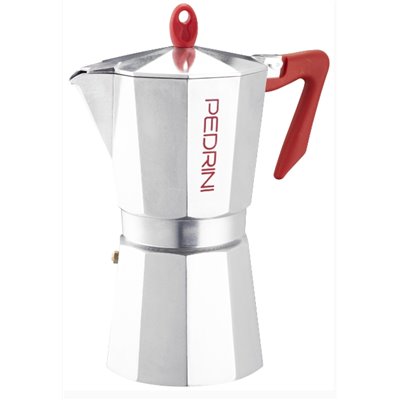 Coffee Maker Polished Aluminium 12 Cups - Red