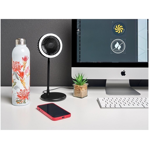 Light Breeze LED Ring Light Desk Fan - Black - Image 3