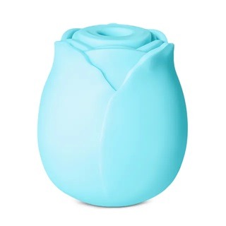 Glow-in-the-Dark Blue Silicone Rechargeable Clitoral Sucking Rose - Image 3