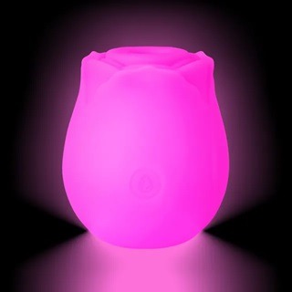 Glow-in-the-Dark Magenta Silicone Rechargeable Clitoral Sucking Rose - Image 4