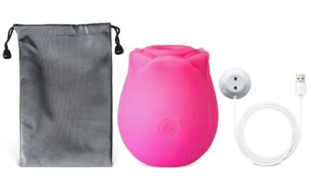 Glow-in-the-Dark Magenta Silicone Rechargeable Clitoral Sucking Rose - Image 8