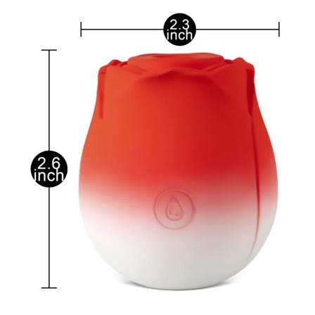 Silicone Red & White Clitoral Sucking Rose Vibrator - Image 7
