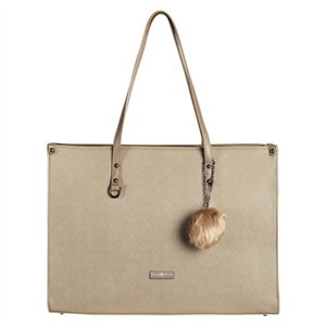 Supanova Pompom Ladies Laptop Bag Taupe